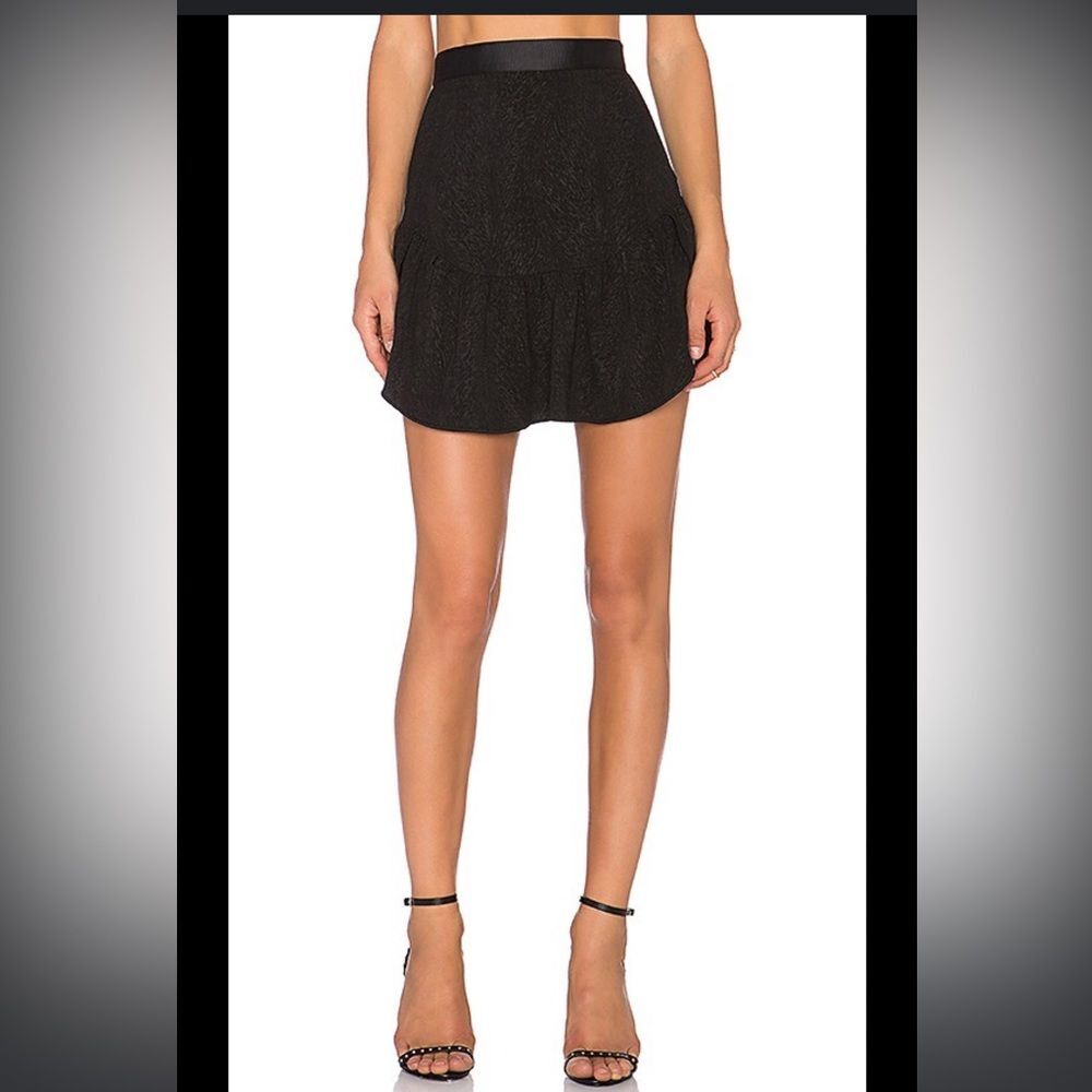 Revolve Saylor Brianna Textured Black Mini Skirt Size S Textured‎ Ruffle